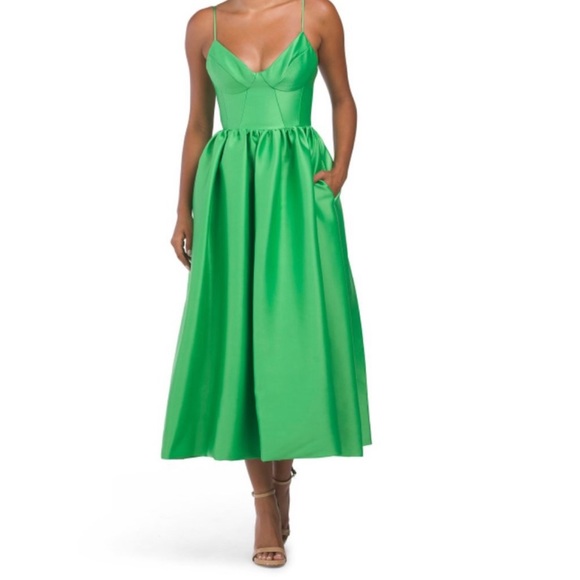 NWT NICHOLAS Kelly Green Misty Corset Top Midi Dress - Picture 1 of 1